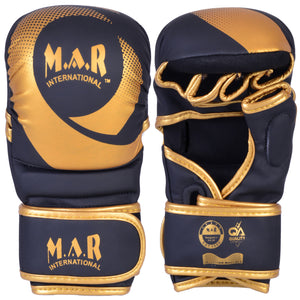 MAR-233 E-N | Matte Black/Gold MAYA Leather Amateur MMA Gloves