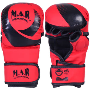 MAR-233D-N | Matte Red/Black MAYA Leather Amateur MMA Gloves