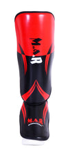 MAR-148K | Red Shin & Instep Guards Lightweight Microfiber Leather Pads