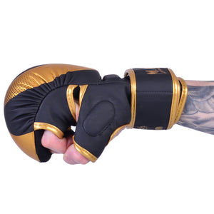 MAR-233 E-N | Matte Black/Gold MAYA Leather Amateur MMA Gloves