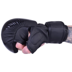 MAR-233C-N |Matte Black/Black MAYA Leather Amateur MMA Gloves