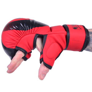 MAR-233D-N | Matte Red/Black MAYA Leather Amateur MMA Gloves