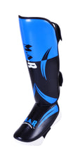 MAR-148J | Blue Shin & Instep Guards Lightweight Microfiber Leather Pads