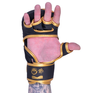 MAR-233 E-N | Matte Black/Gold MAYA Leather Amateur MMA Gloves