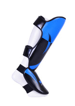 MAR-148J | Blue Shin & Instep Guards Lightweight Microfiber Leather Pads