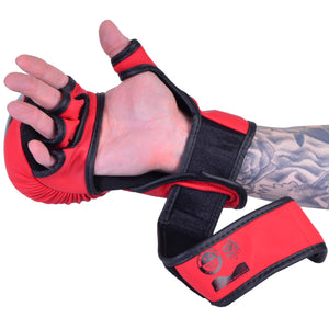 MAR-233D-N | Matte Red/Black MAYA Leather Amateur MMA Gloves