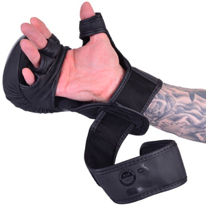 MAR-233C-N |Matte Black/Black MAYA Leather Amateur MMA Gloves