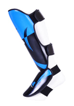 MAR-148J | Blue Shin & Instep Guards Lightweight Microfiber Leather Pads