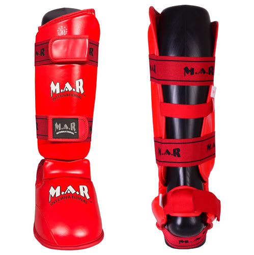 MAR-193F | Foam Padded Red Shin & Instep Guards