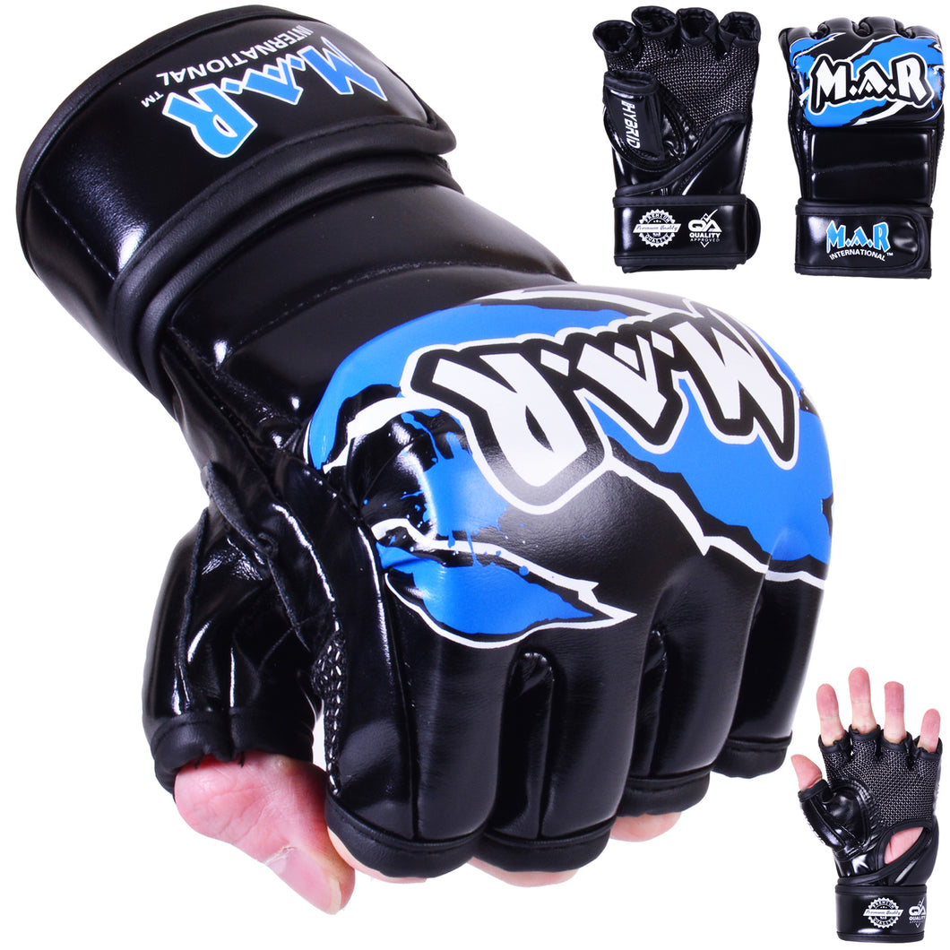 MAR-234F | Blue MMA Gloves Fingerless Combat Gloves with Thumb Design