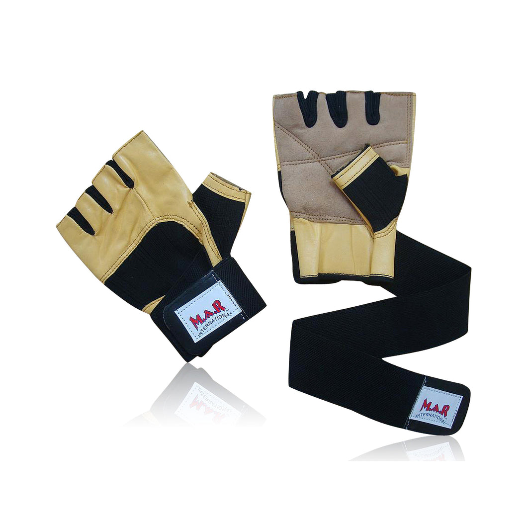 MAR-354C | Golden Leather Weight Lifting Gloves