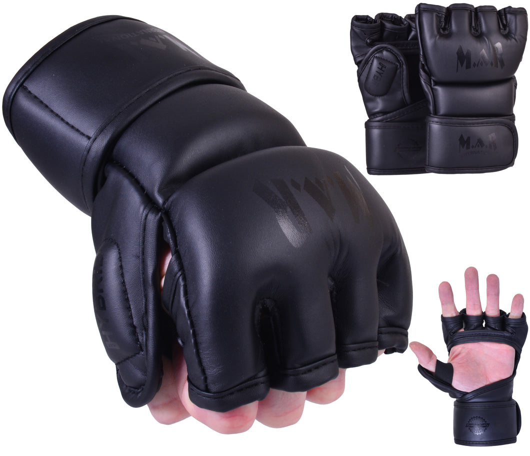 MAR-234G | Black MMA Gloves | Fingerless Combat Gloves with Thumb Design