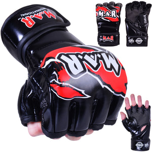 MAR-234E | Red MMA Gloves Fingerless Combat Gloves with Thumb Design